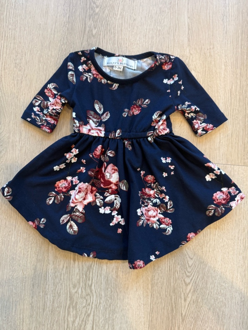 Navy Floral Twirl Dress for Kids